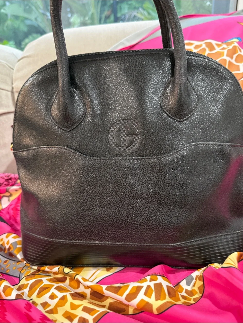 Classic Black Dome Tote with Embossed Logo